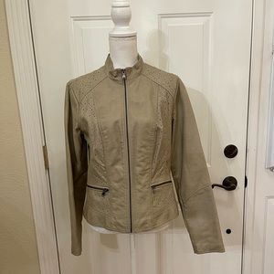 Women’s Tan Faux Leather Jacket/Blazer